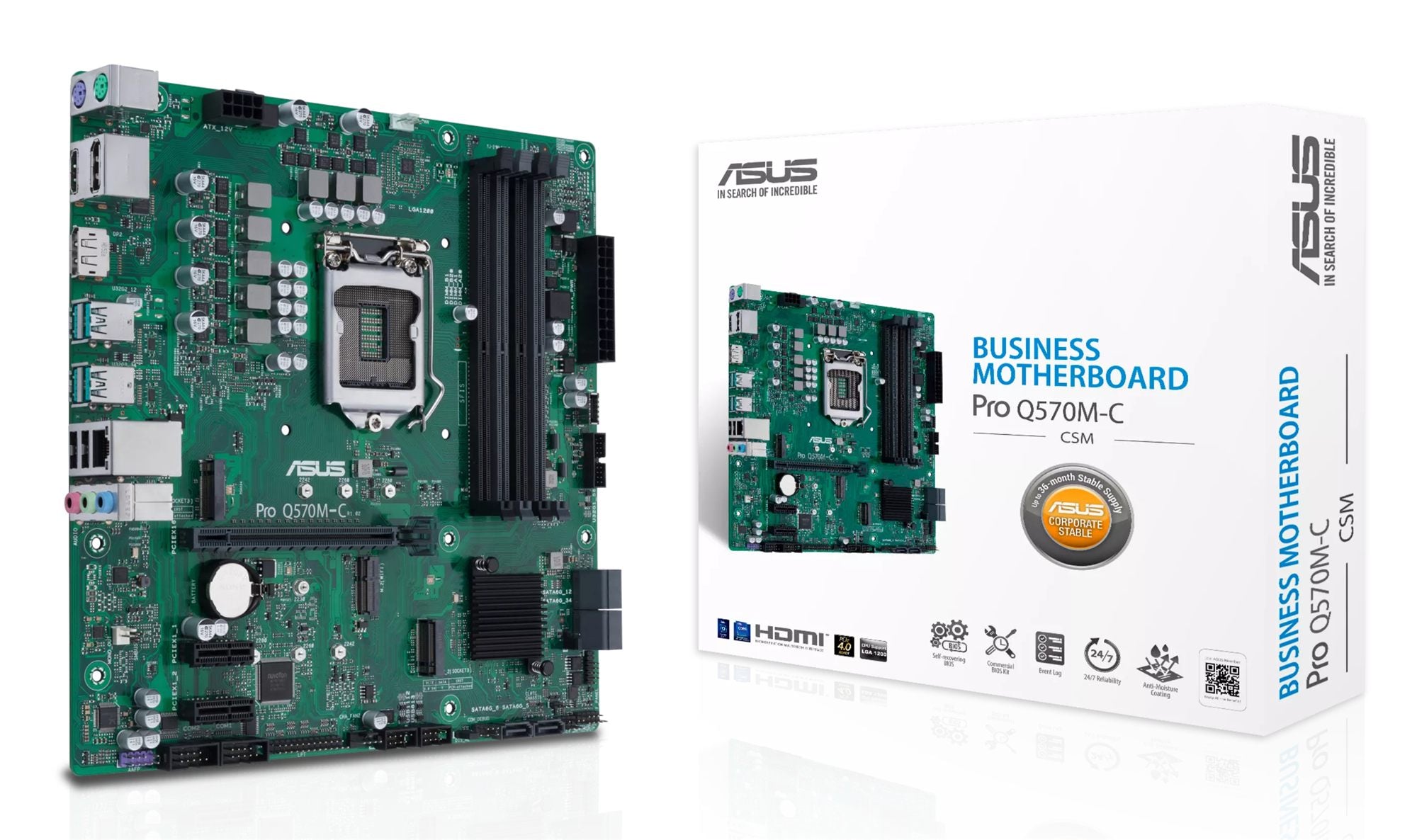ASUS PRO Q570M-C/CSM - Intel - LGA 1200 - Intel® Celeron® - Intel® Core™ i3 - Intel® Core™ i5 - Intel® Core™ i7 - Intel® Core™ i9 - Intel® Pentium® - DDR4-SDRAM