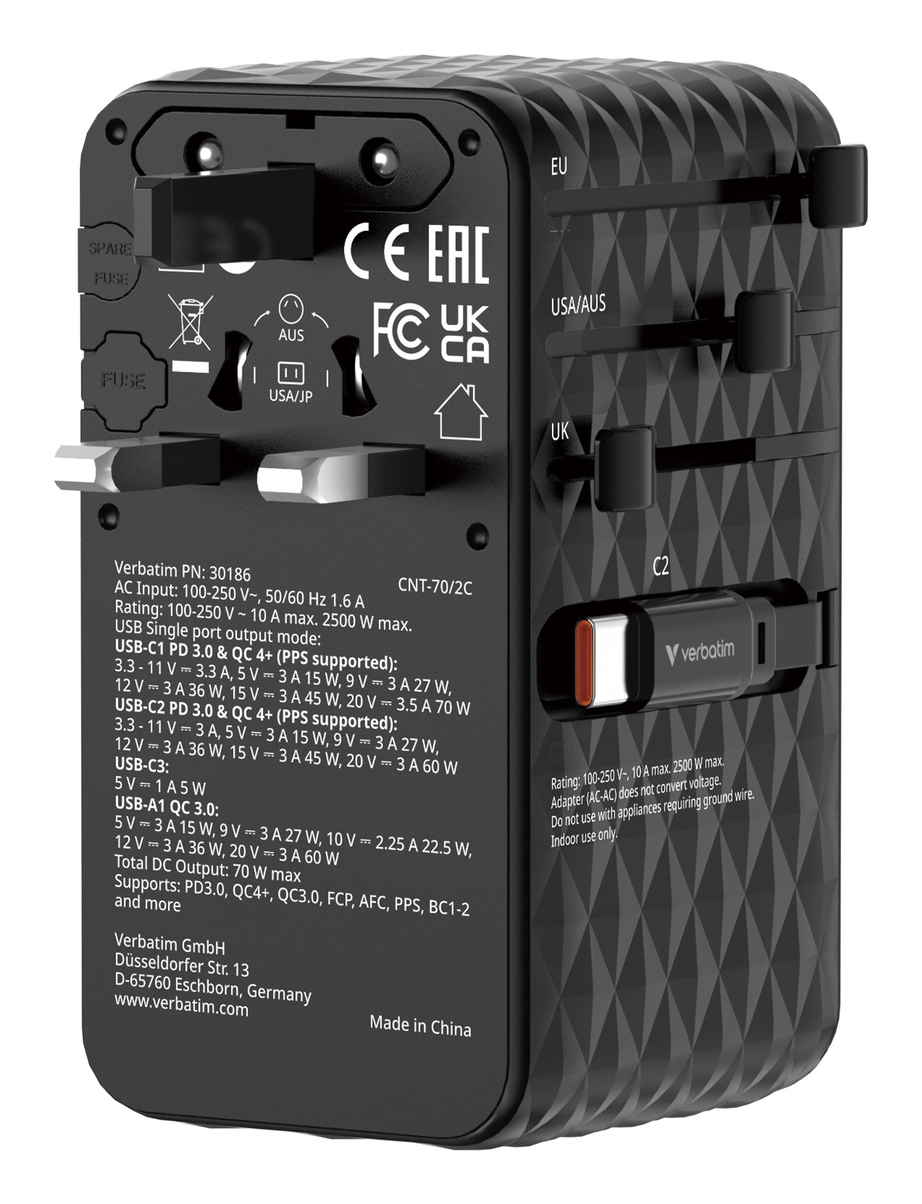 Charge 'n' Travel 70W 2C retractable Uni