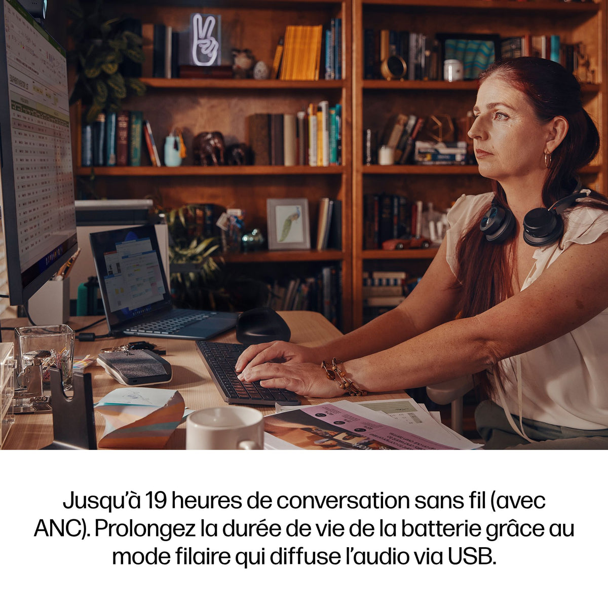 HP Poly Voyager Focus 2 Microsoft Teams Certified USB-C-C Headset +USB-C/A Adapter +Charging Stand Sans fil Arceau Bureau/Centre d'appels Bluetooth Socle de cha