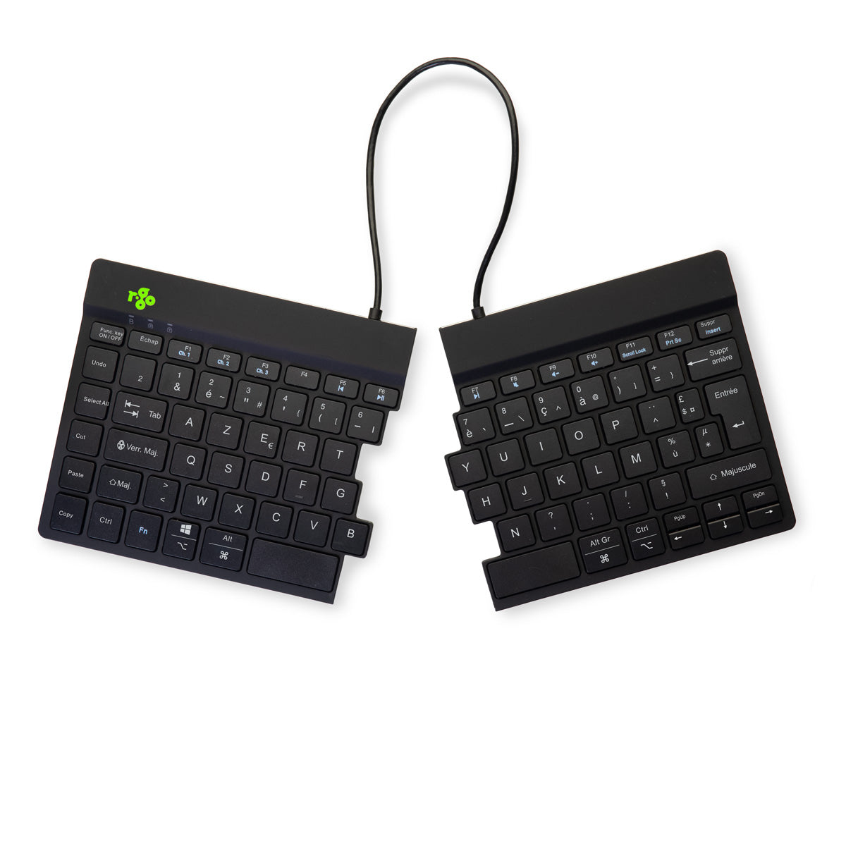R-GO TOOLS Clavier ergo Split Break, divisé, Bluetooth noir