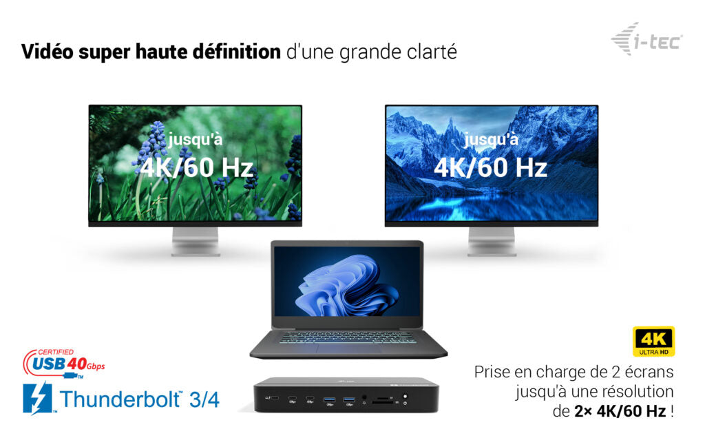 I-TEC TB5 Triple DisplayDS 2xTB5 1xDP 1x2.5GLAN 1xM.2 slot 1xAudio/Mic 2xUSB-C Gen2 2xUSB-A Gen2 2xUSB 2.0 SD+TF Cardreader PD 140W