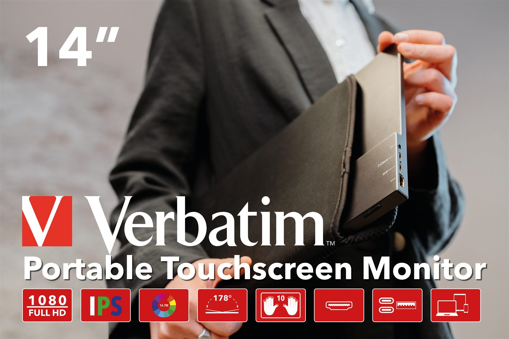 Verbatim PMT-14 Portable Touchscreen Mon