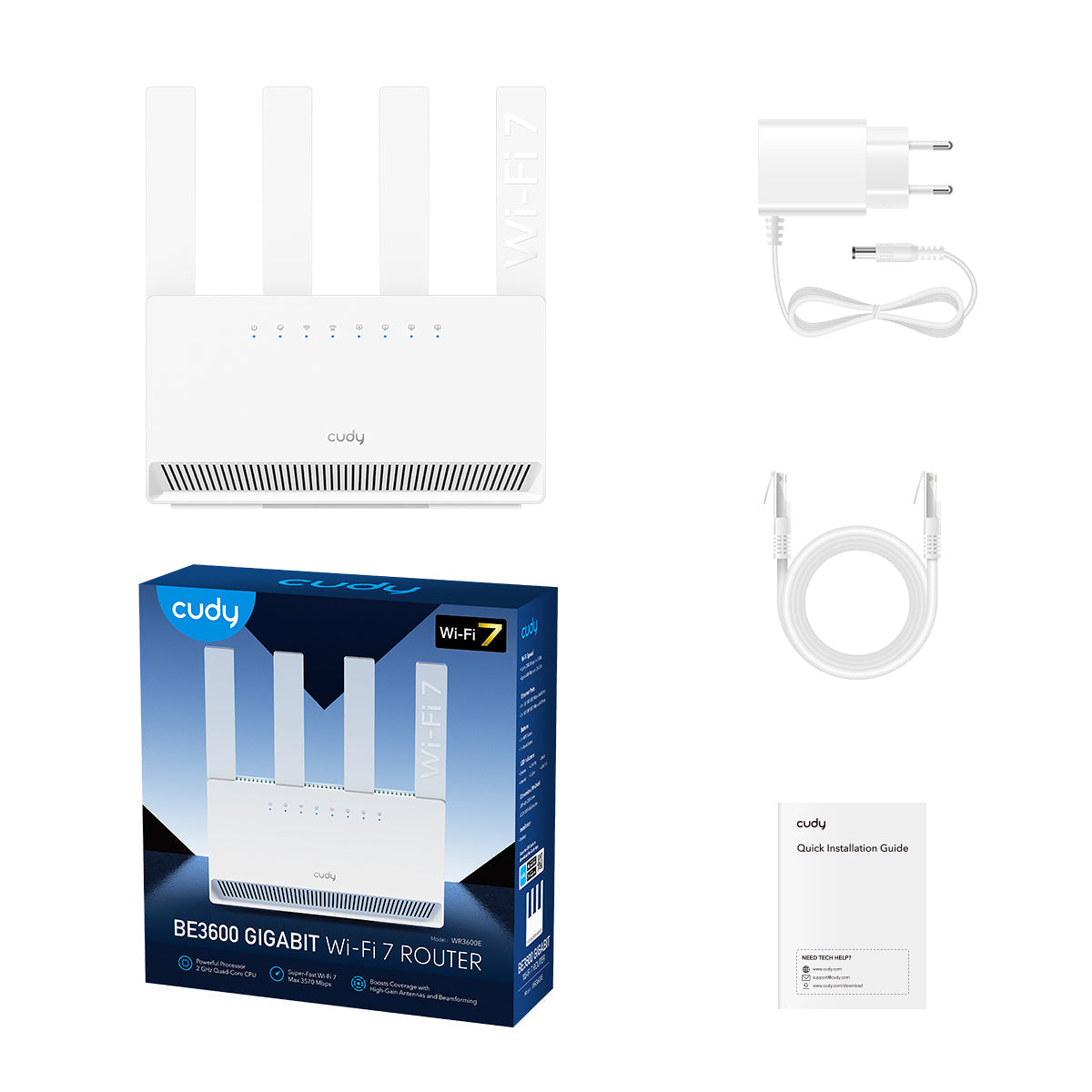 Routeur Cudy WR3600E Wi-Fi 7 a double bande avec Ethernet Gigabit et sécurité avancée