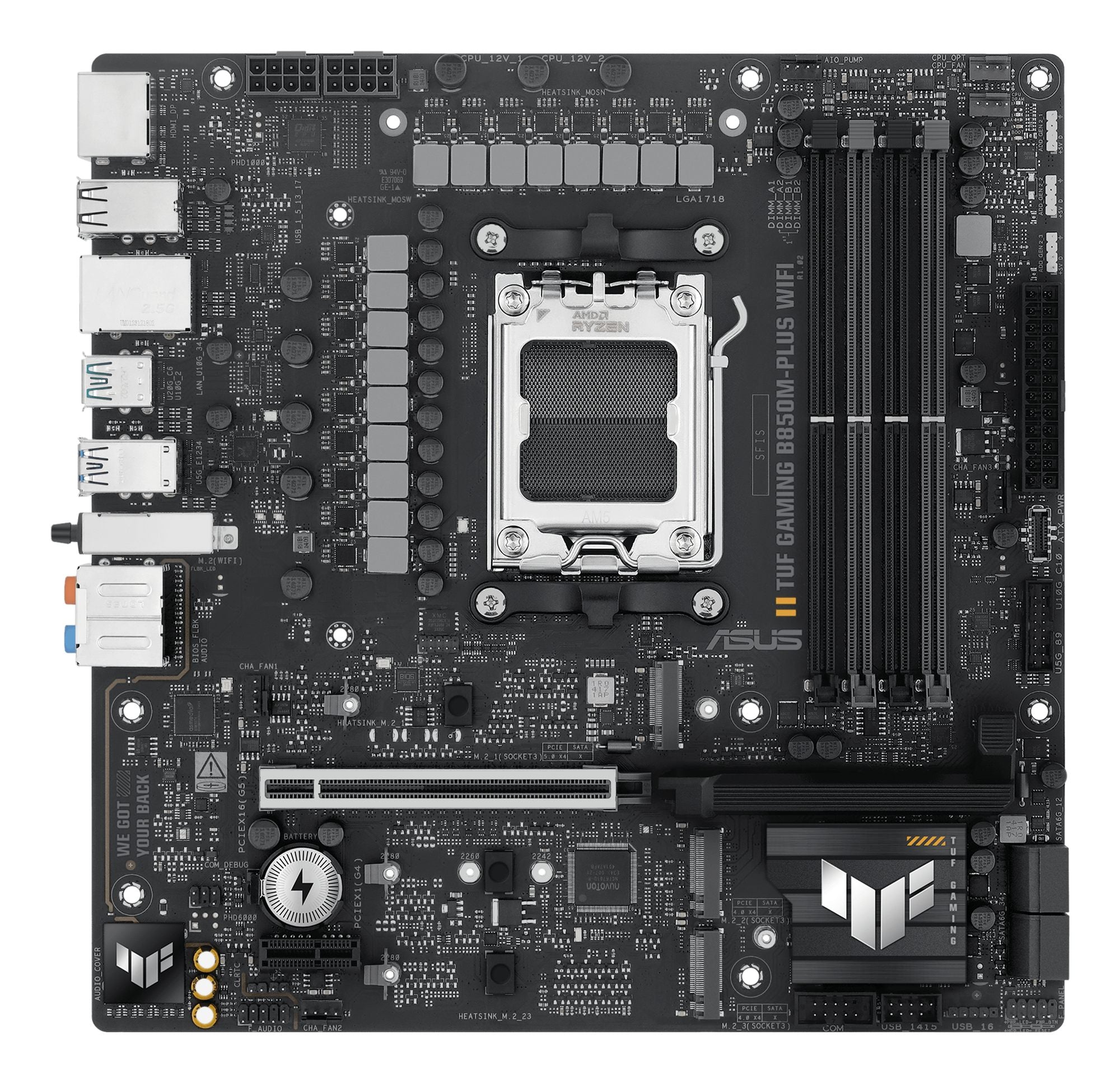 ASUS TUF GAMING B850M-PLUS WIFI AM5 DDR5 micro ATX MB 1xHDMI 1xDP 3xM.2 4xSATA