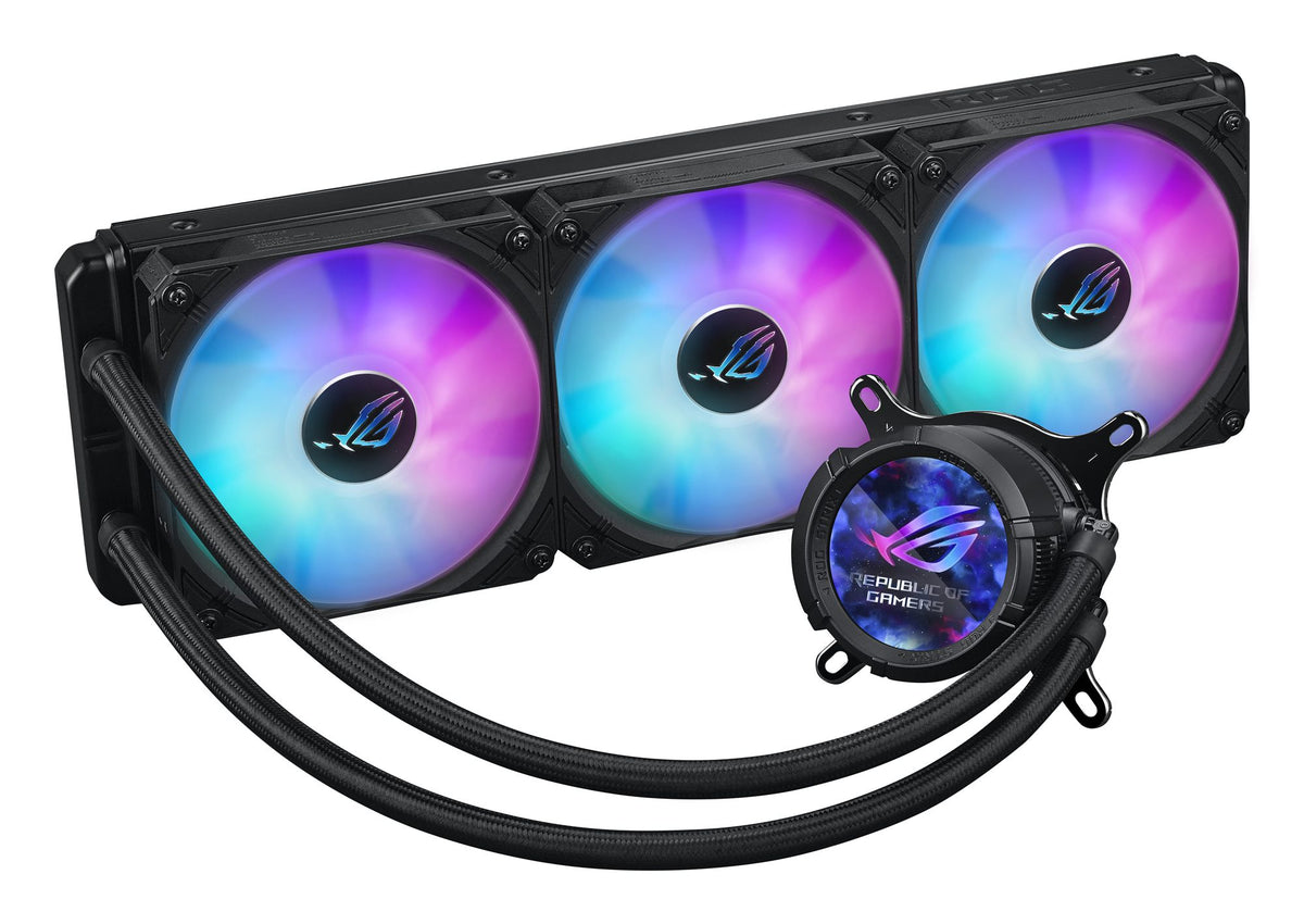 ASUS ROG Strix LC III ARGB LCD all-in-one CPU liquid cooler with 2.1 IPS LCD Aseteks new Gen7 v2 pump and premium ROG ARGB fans
