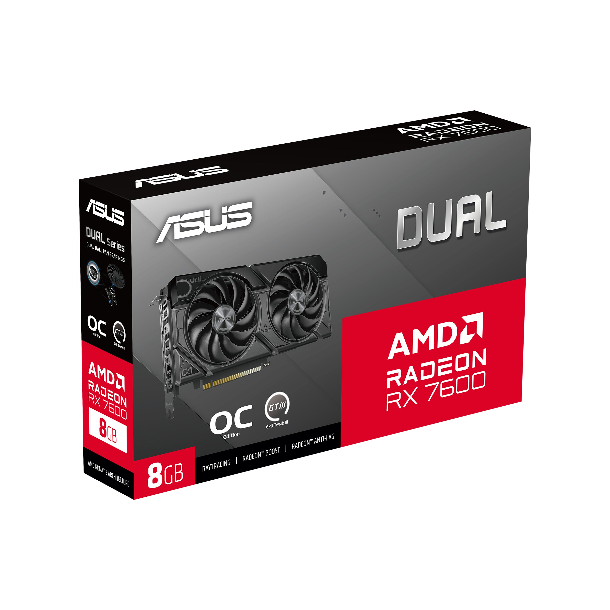 ASUS Dual Radeon RX 7600 EVO OC Edition 8Go GDDR6 PCIe 4.0 HDMI 2.1 DisplayPort 1.4a