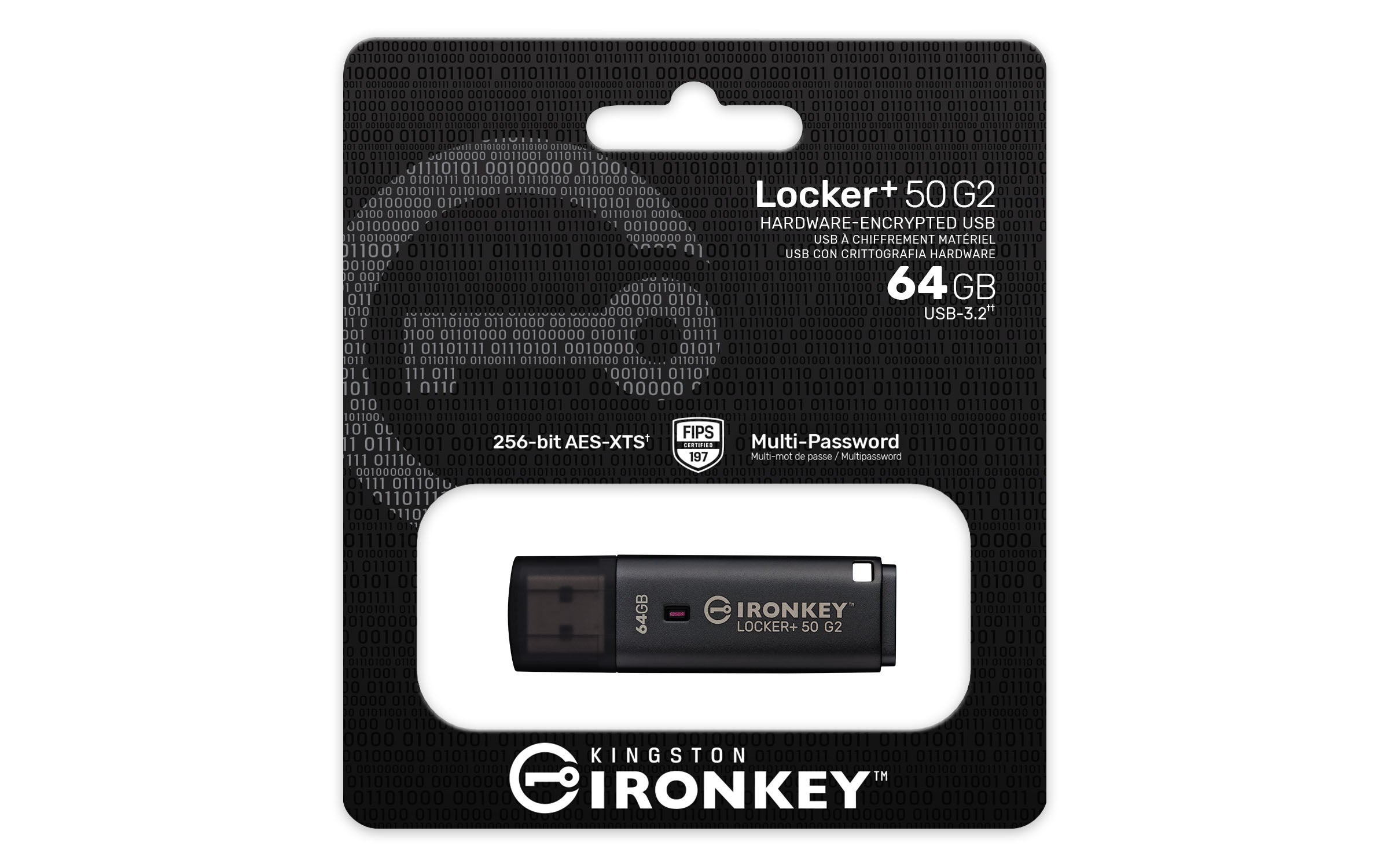 KINGSTON 64Go IronKey Locker Plus 50 G2 FIPS 197 AES-256