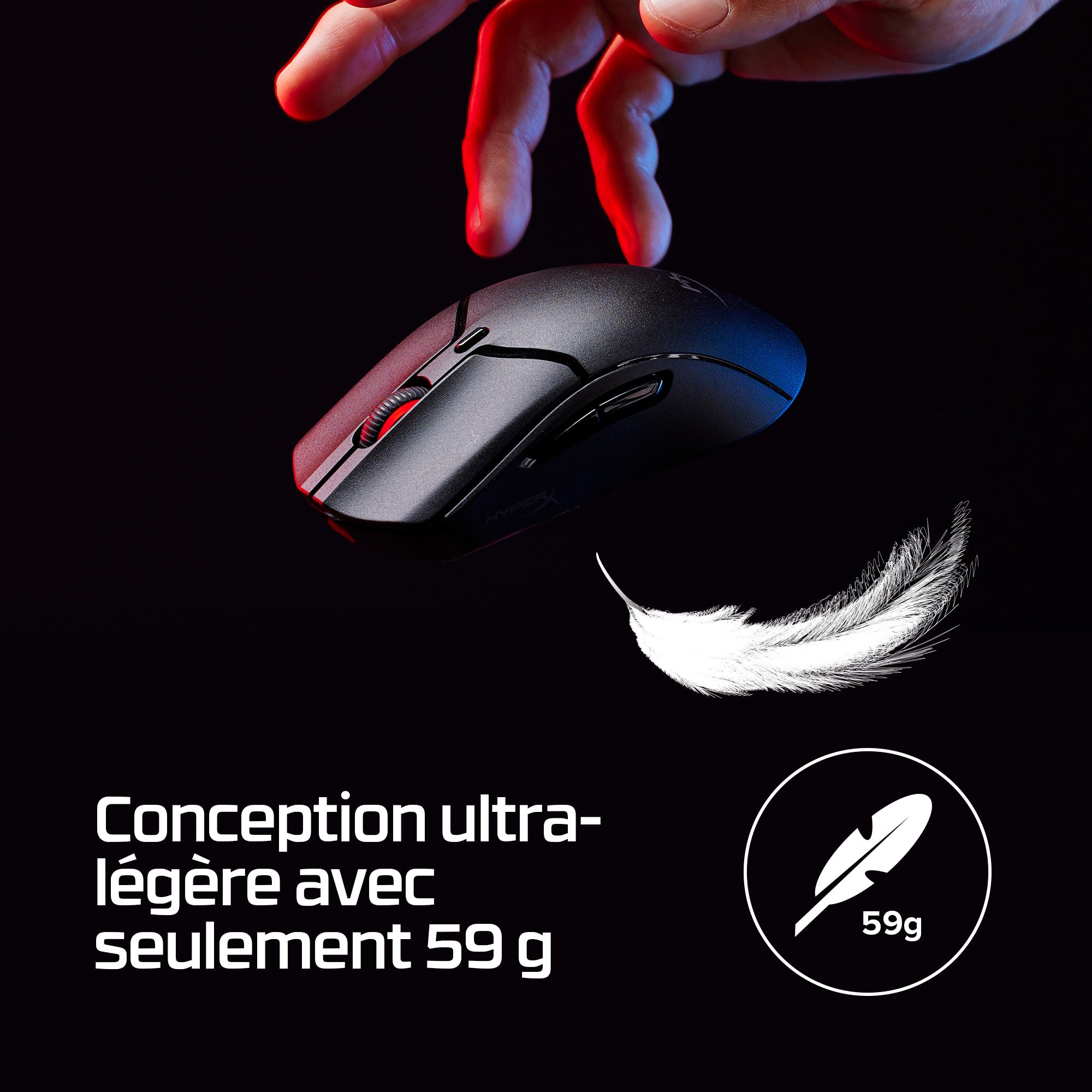 Souris de jeu sans fil HyperX Pulsefire Haste 2 mini - HyperX 26K 26000 DPI 59g noire