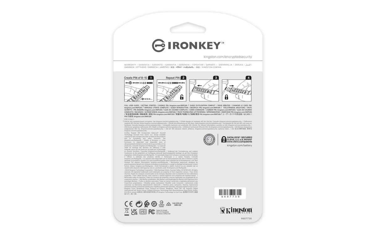 KINGSTON 512Go IronKey Keypad 200 FIPS 140-3 Lvl 3 Pending AES-256 Encrypted