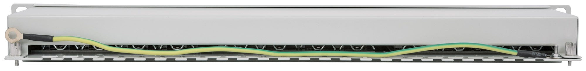 INTELLINET Panneau de brassage Cat6a blindé 24 ports FTP 1 U 90 degrés avec entrée supérieure, blocs de connexion, gris