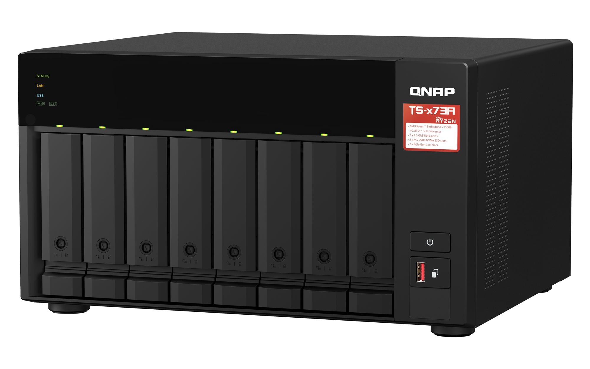 Desktop 8Bay NAS 8GB RAM 2x2.5Gbe Black