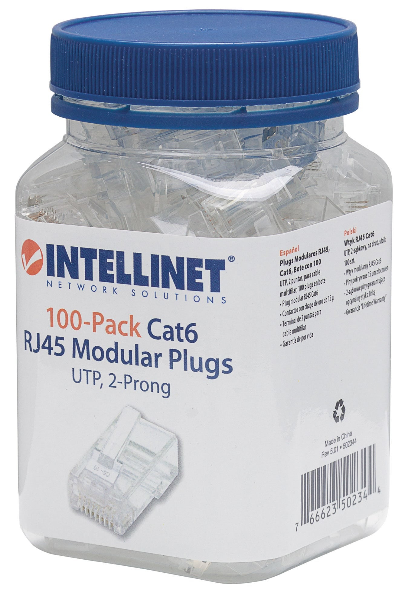 Intellinet 502344 Connecteur RJ45 8P/8C C6Link solide 100