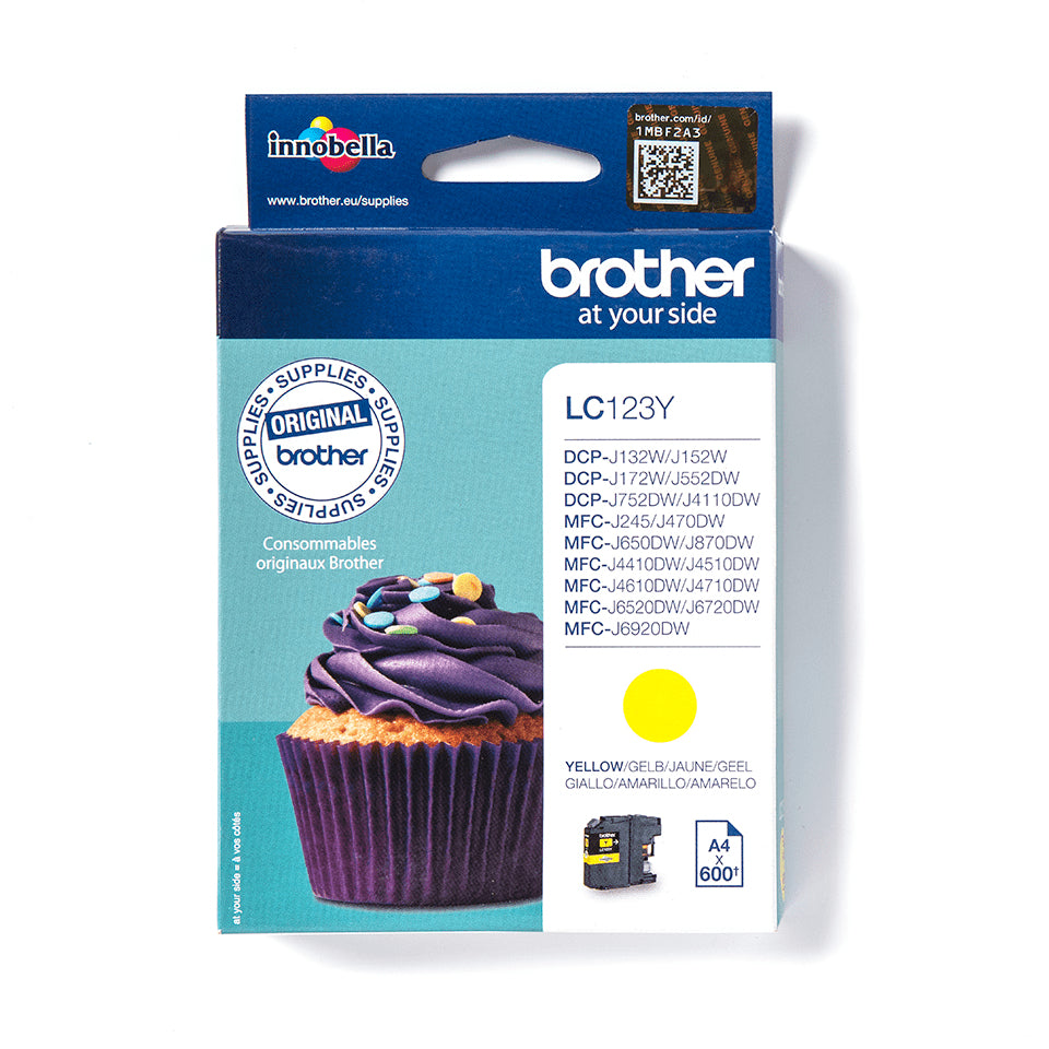 BROTHER LC-123 cartouche dencre jaune capacité standard 600 pages pack de 1