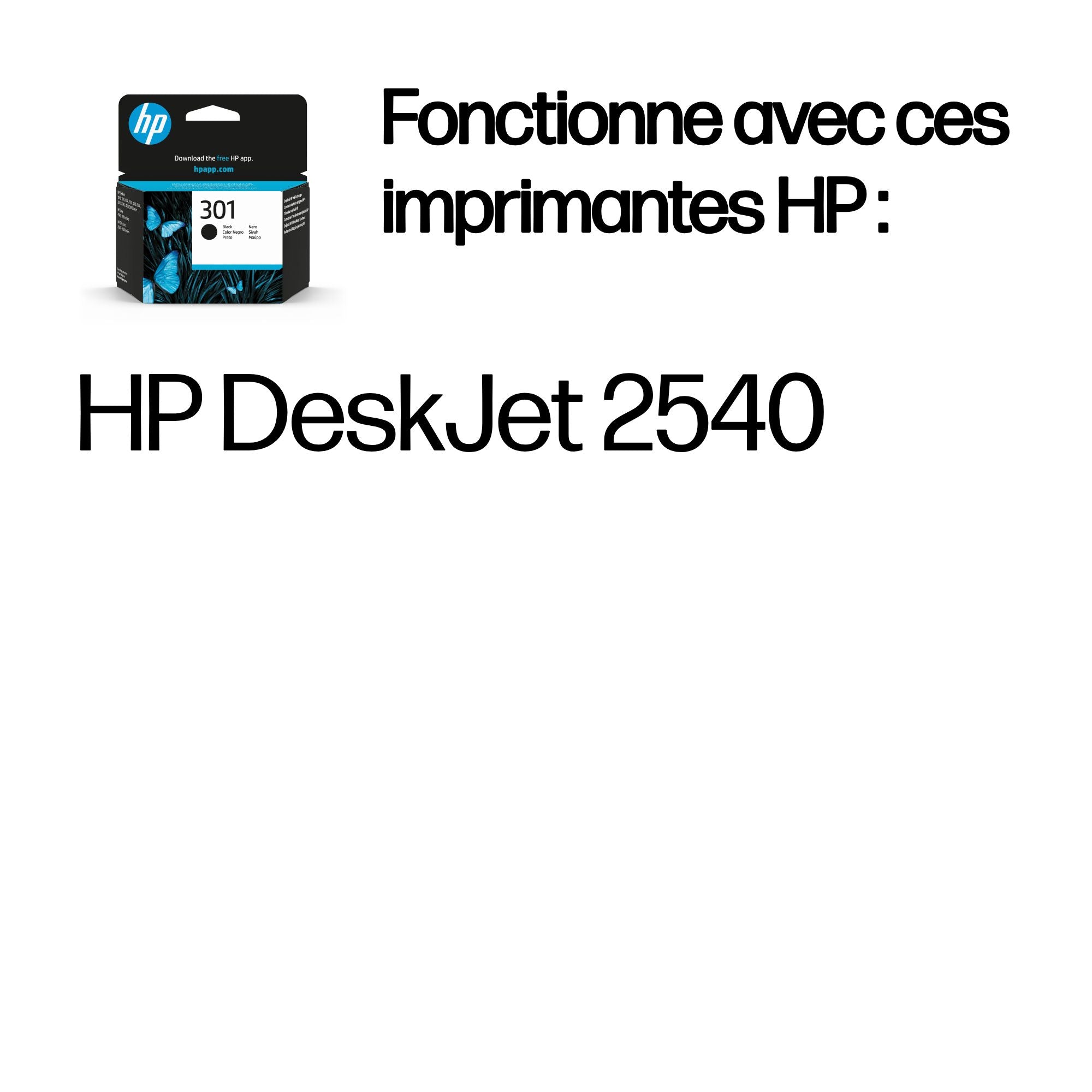 HP 301 original Ink cartridge CH561EE 310 black standard capacity 3ml 190 pages 1-pack Blister multi tag