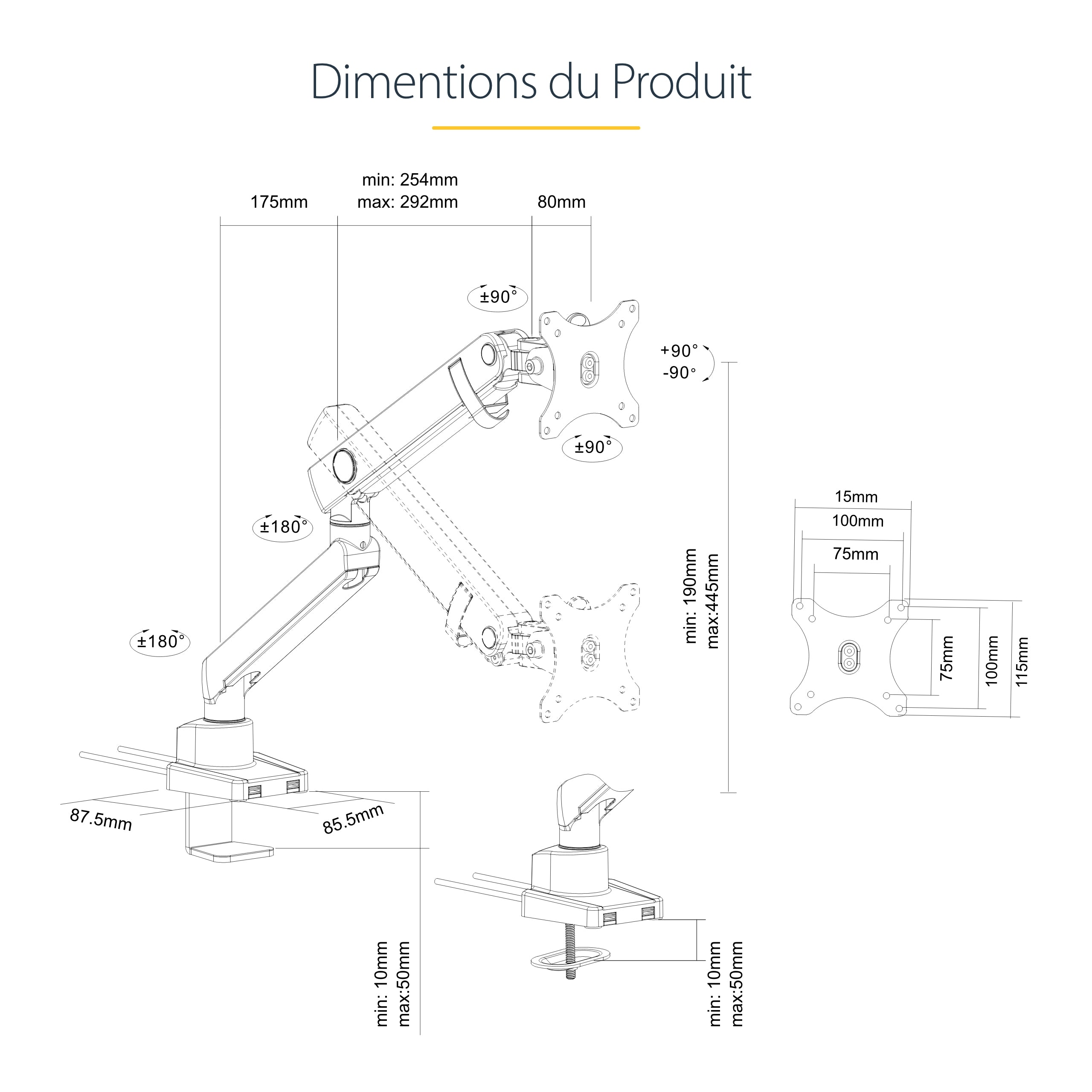 Desk Mount Monitor Arm w/USB - 34in LCD
