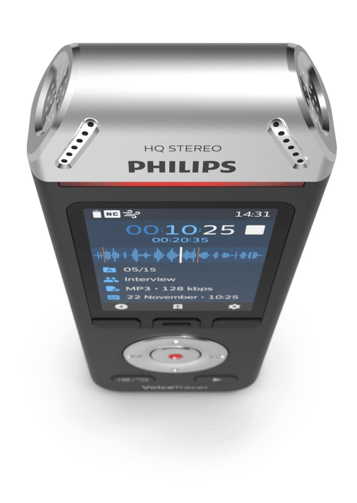 PHILIPS Dictaphone VoiceTracer DVT2110 : Optimisé pour les interviews 8Go, 2 Mic