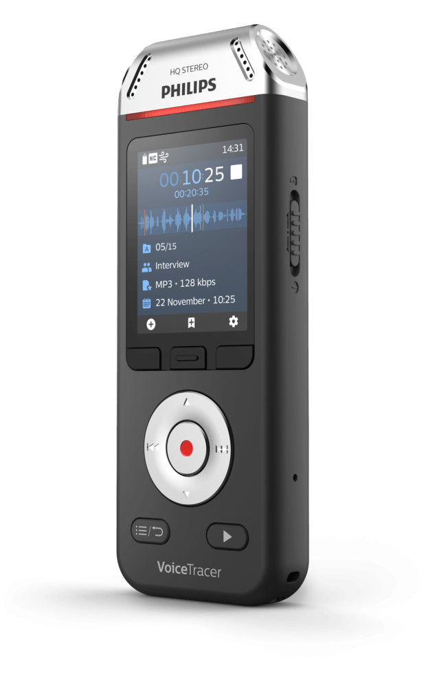 PHILIPS Dictaphone VoiceTracer DVT2110 : Optimisé pour les interviews 8Go, 2 Mic