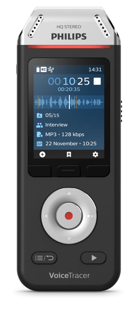 PHILIPS Dictaphone VoiceTracer DVT2110 : Optimisé pour les interviews 8Go, 2 Mic