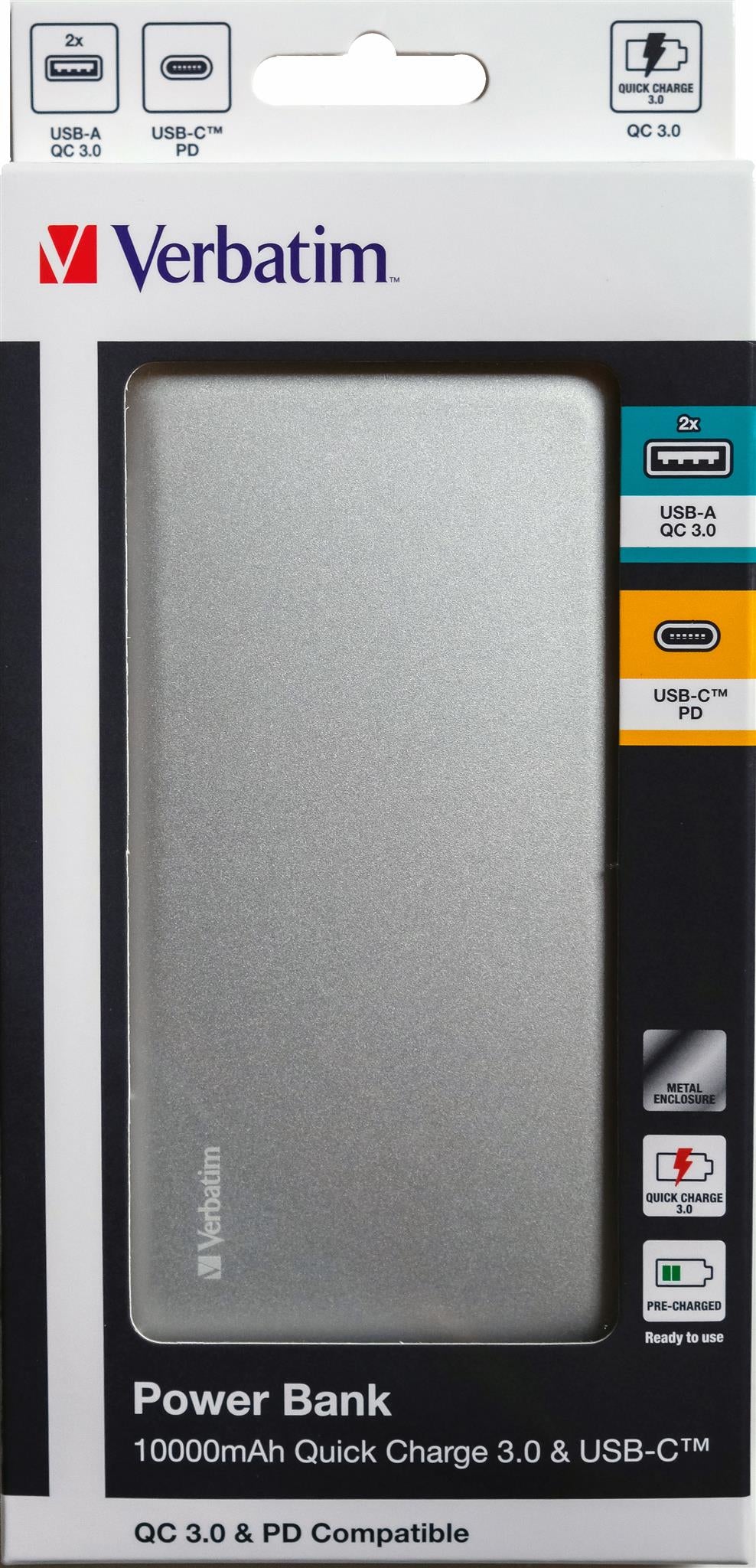Verbatim DUAL POWERBANK QC3 10000mAh SIL