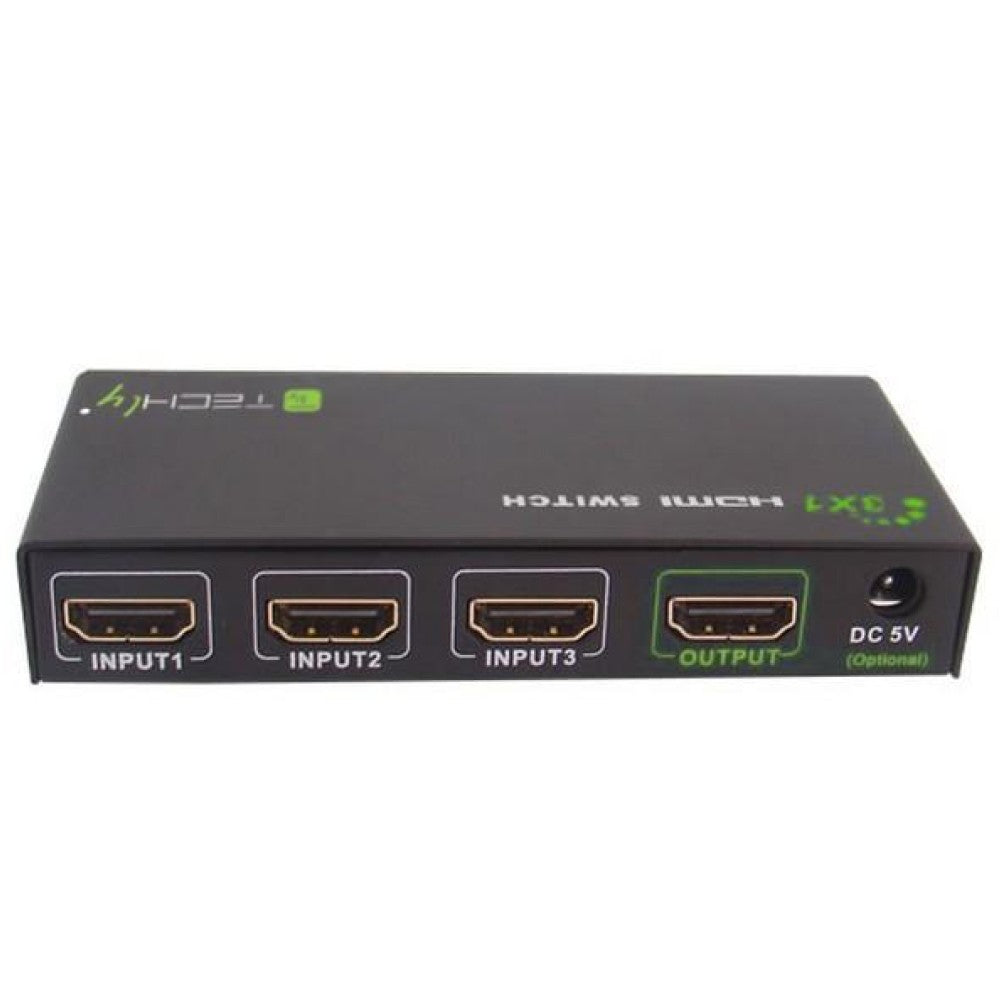 Techly IDATA HDMI-4K31 Commutateur HDMI 1.4 3x1 4K60Hz avec télécommande