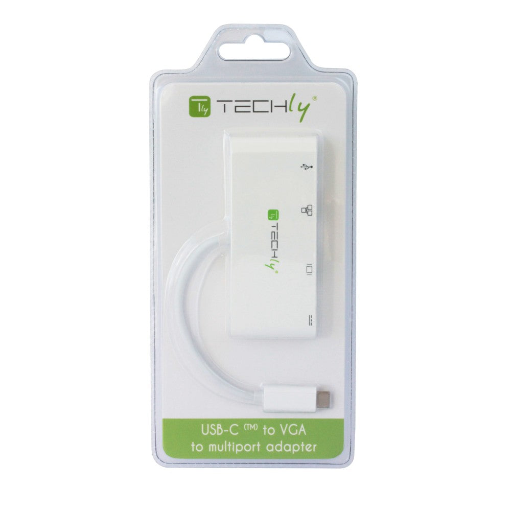 Techly IADAP USB31-DOCK2 Adaptateur USB-C vers USB-A 3.0, USB-C PD, VGA, RJ45 Gigabit