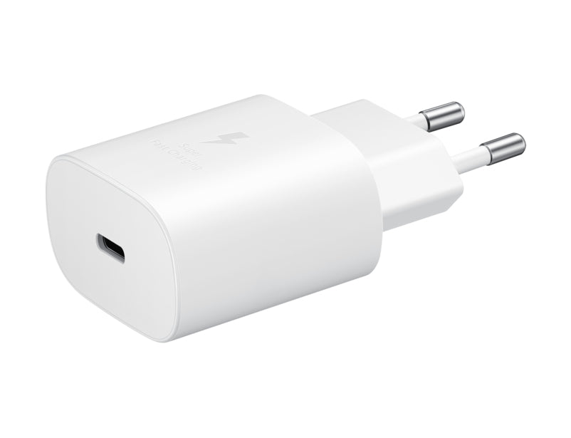 Samsung - Chargeur Secteur, Adaptateur USB Type C Fast Charge 25W & Câble USB Type C - Blanc (Emballage Original)