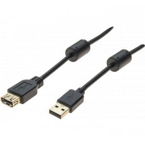 RALLONGE USB 2.0 A / OR + FERRITES NOIRE - 5,0 m