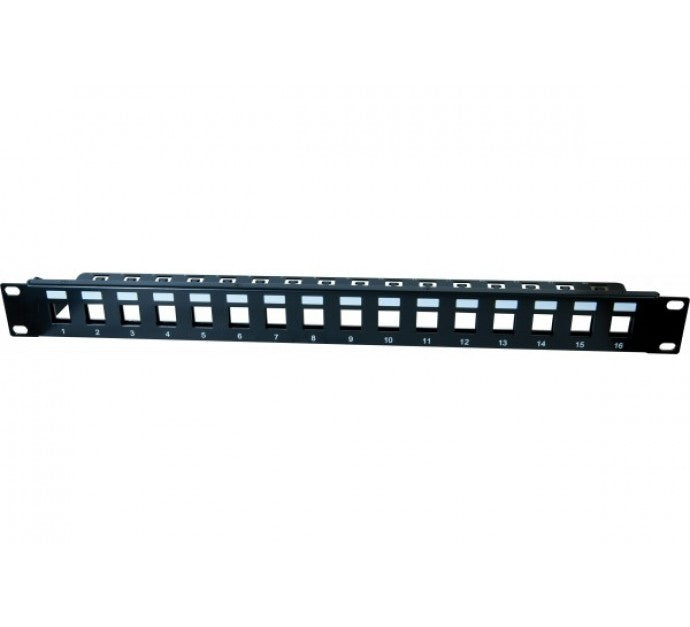 Panneau 19" 1U 16 ports STP keystone avec support câbles