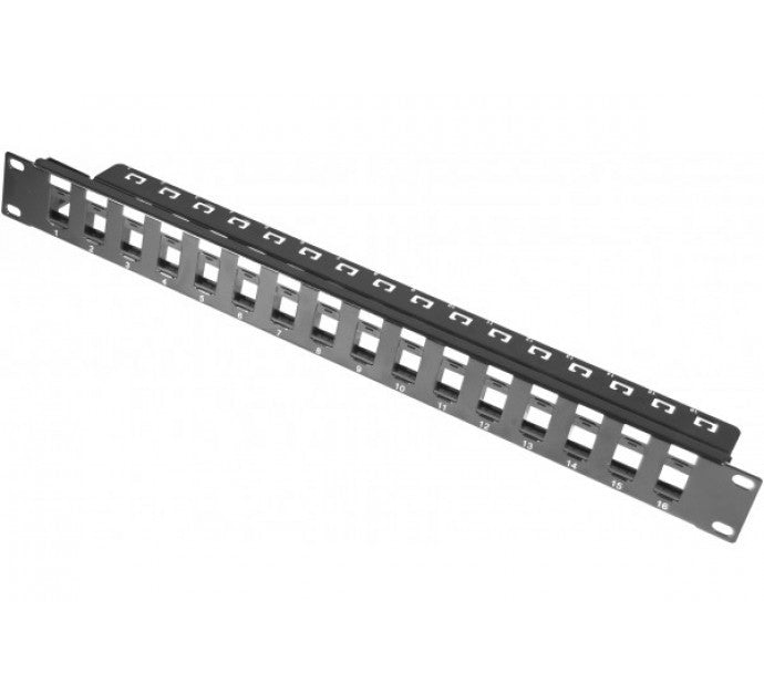Panneau 19" 1U 16 ports UTP keystone avec support câbles