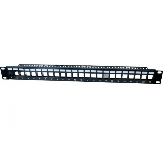 Panneau 19" 1U 24 ports STP keystone avec support câbles