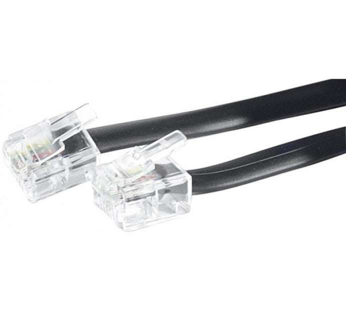 Cordon téléphonique RJ11 / RJ11 noir - 2 m