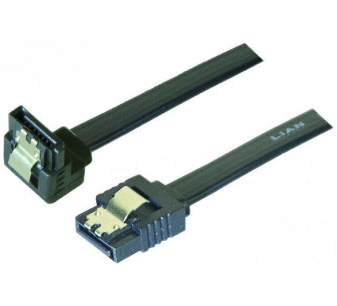 Câble sata 6GB/s coudé bas slim sécurisé (noir) - 50 cm