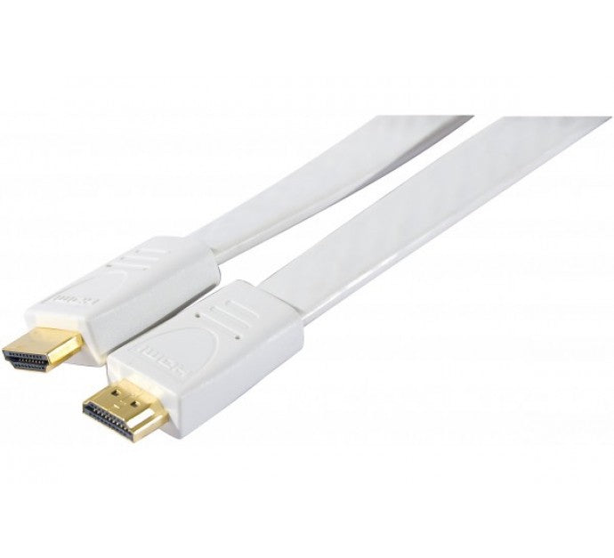 Cordon HDMI haute vitesse plat blanc- 1m