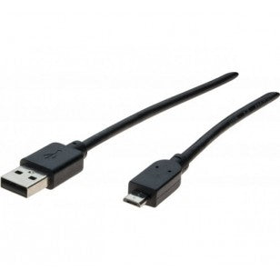 Cordon USB 2.0 type A / micro B noir - 0,5 m