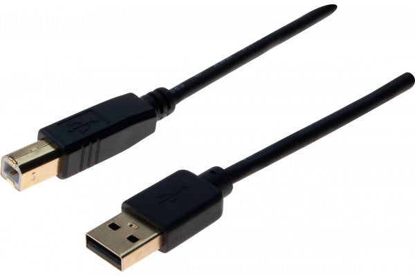 Cordon USB 2.0 type A / B avec ferrites noir - 2,0 m