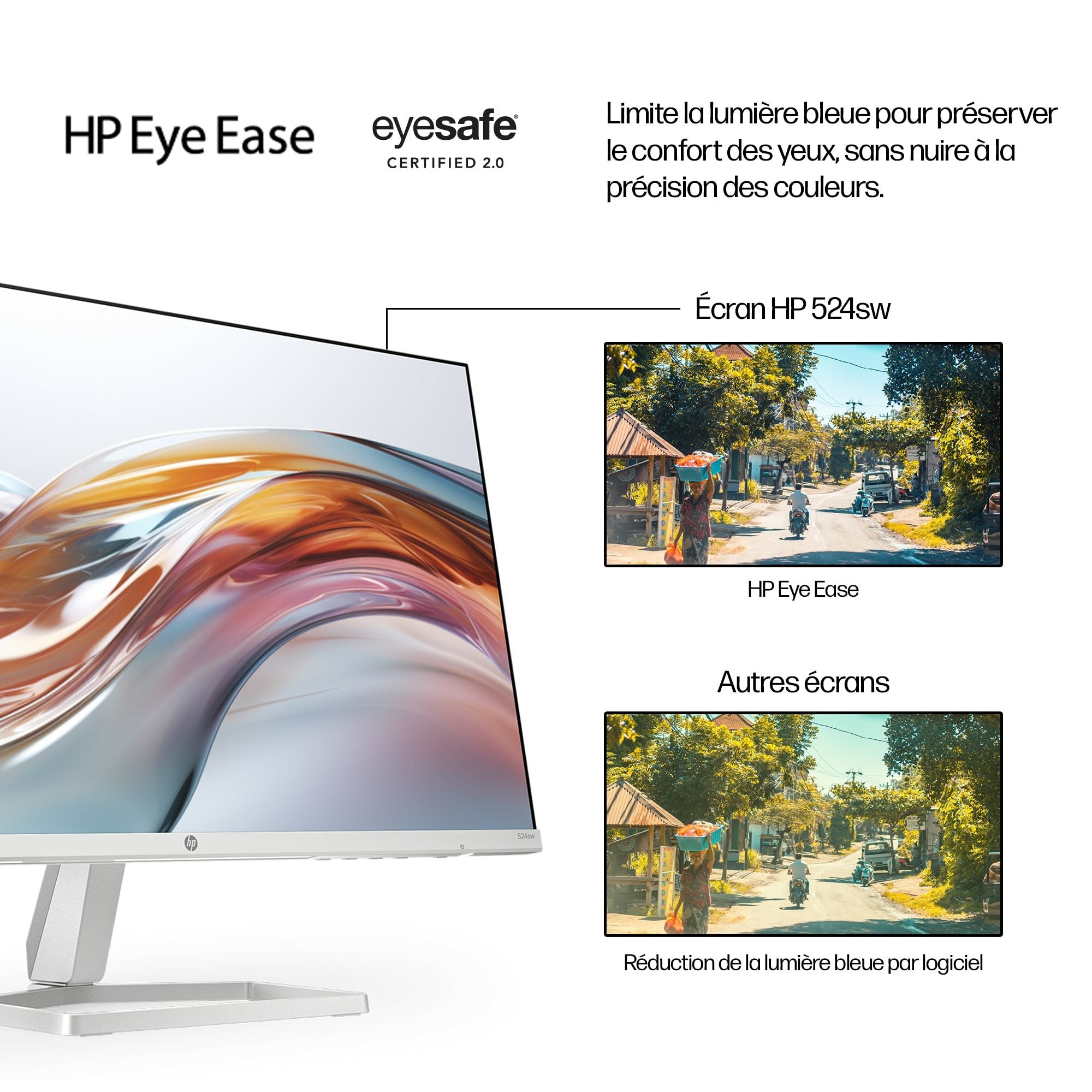 "HP Series 5 23.8 inch FHD White Monitor - 524sw écran plat de PC 60,5 cm (23.8"") 1920 x 1080 pixels LCD Argent"