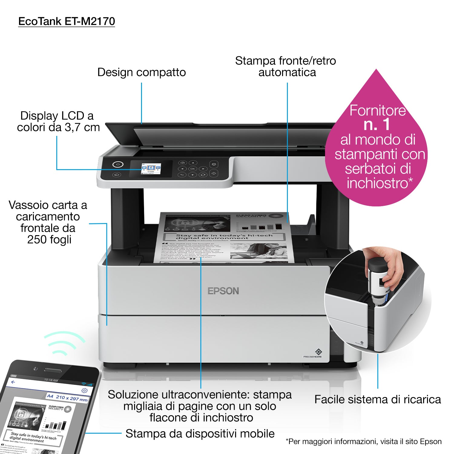 Epson EcoTank M2170 Jet d'encre A4 1200 x 2400 DPI 39 ppm Wifi