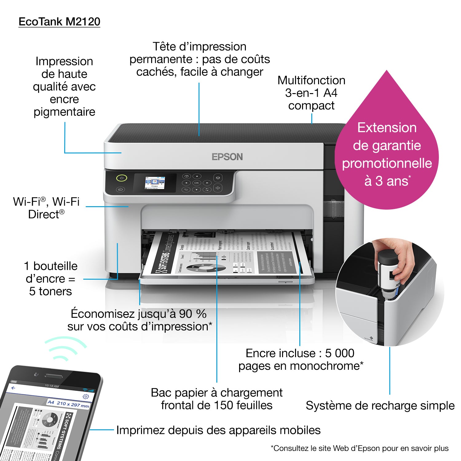 Epson EcoTank M2120 Jet d'encre A4 1440 x 720 DPI 32 ppm Wifi