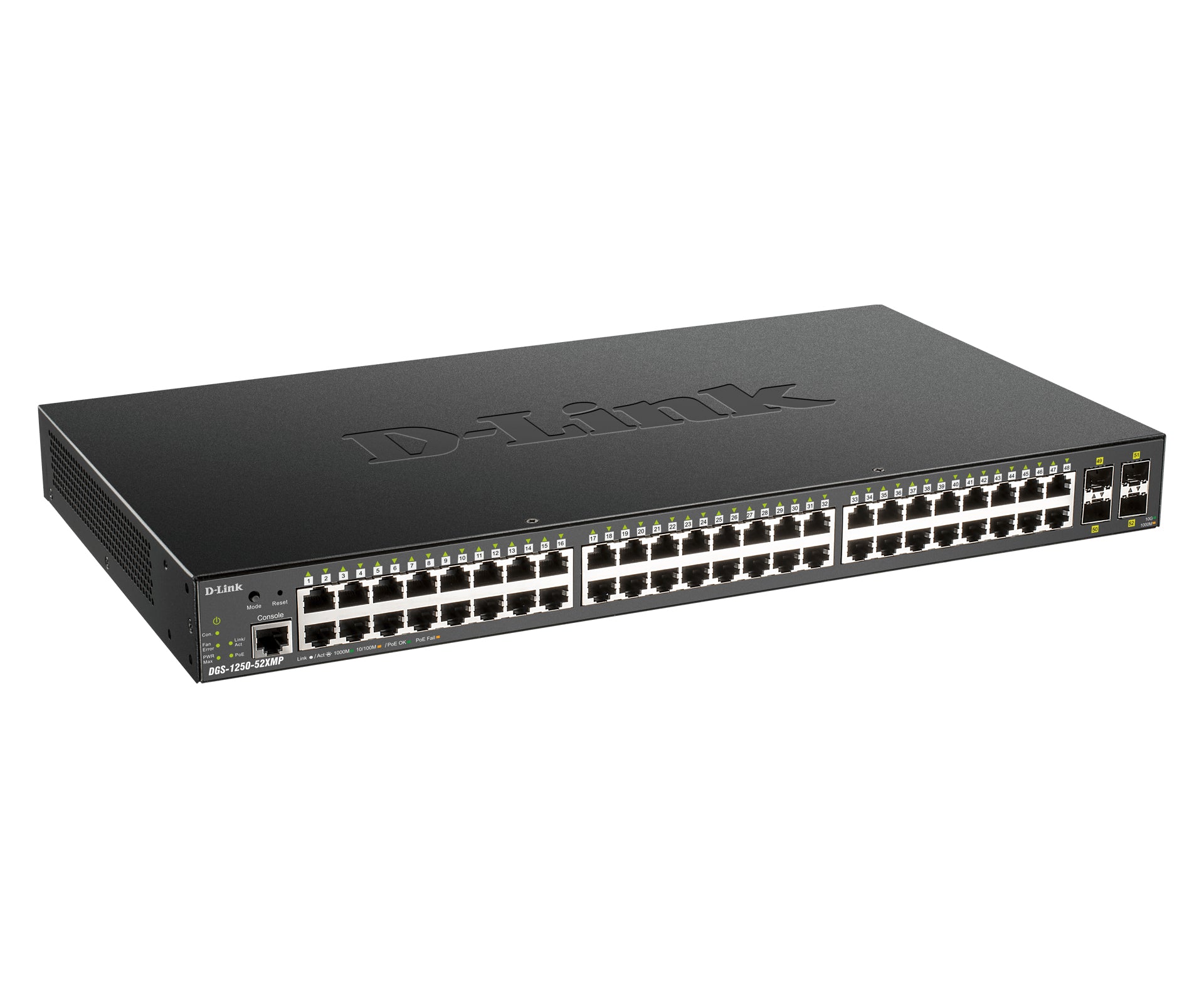 D-Link DGS-1250-52XMP commutateur réseau Géré L3 Aucun Connexion Ethernet, supportant l'alimentation via ce port (PoE) Noir