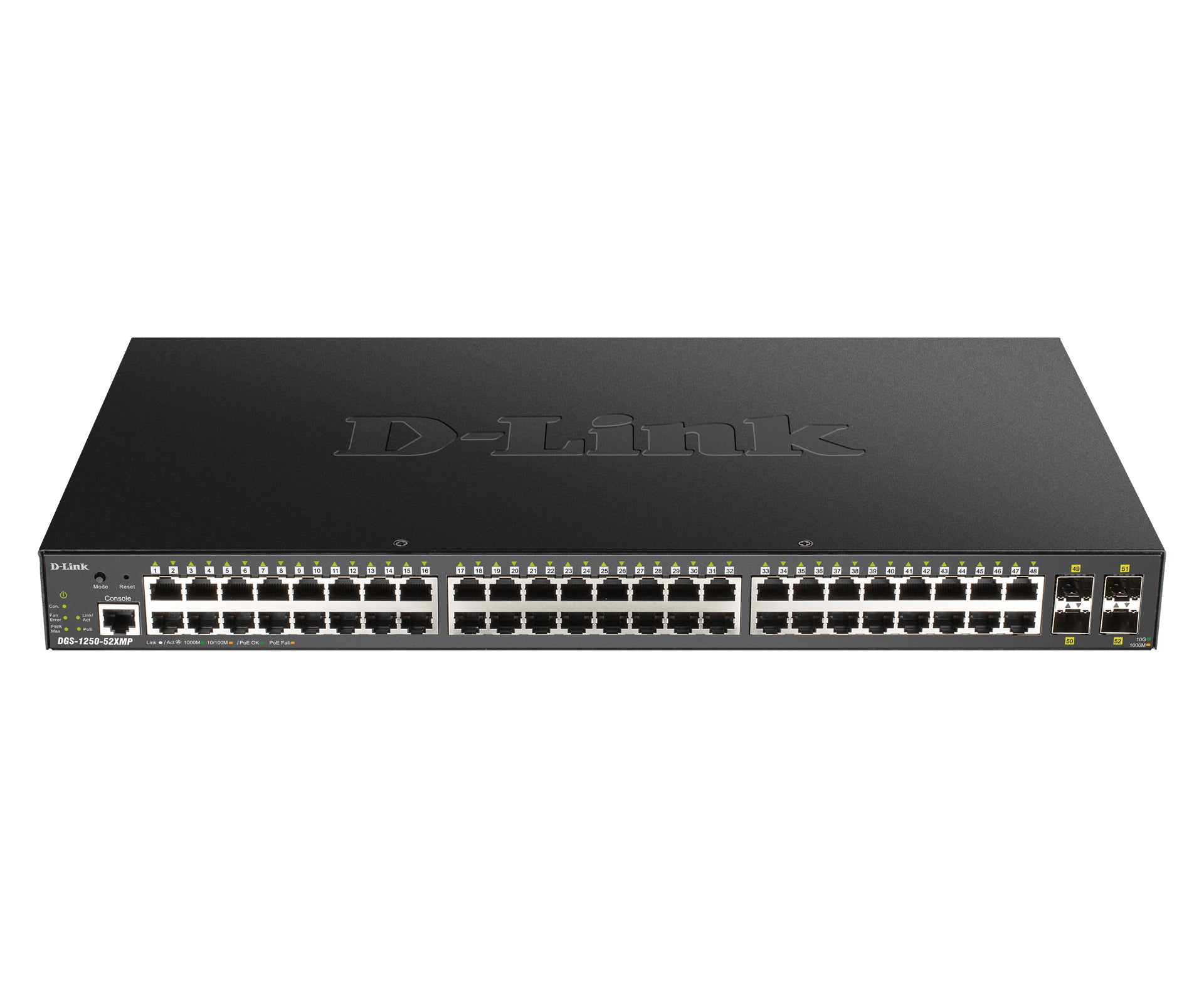 D-LINK 52-Port Smart Managed PoE+ Gigabit Switch 4x 10G dlink green 3.0 48x 10/100/1000Mbit/s TP RJ-45 Port 4x 10Gbit/s Fiber SFP+