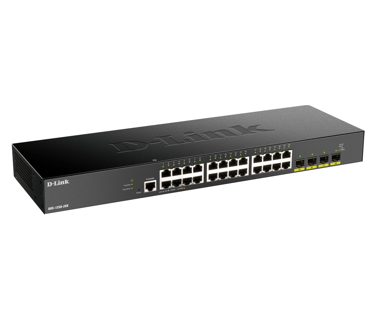 D-LINK 28-Port Smart Managed Gigabit Switch 4x 10G dlink green 3.0 24x 10/100/1000Mbit/s TP RJ-45 Port 4x 10Gbit/s Fiber SFP+