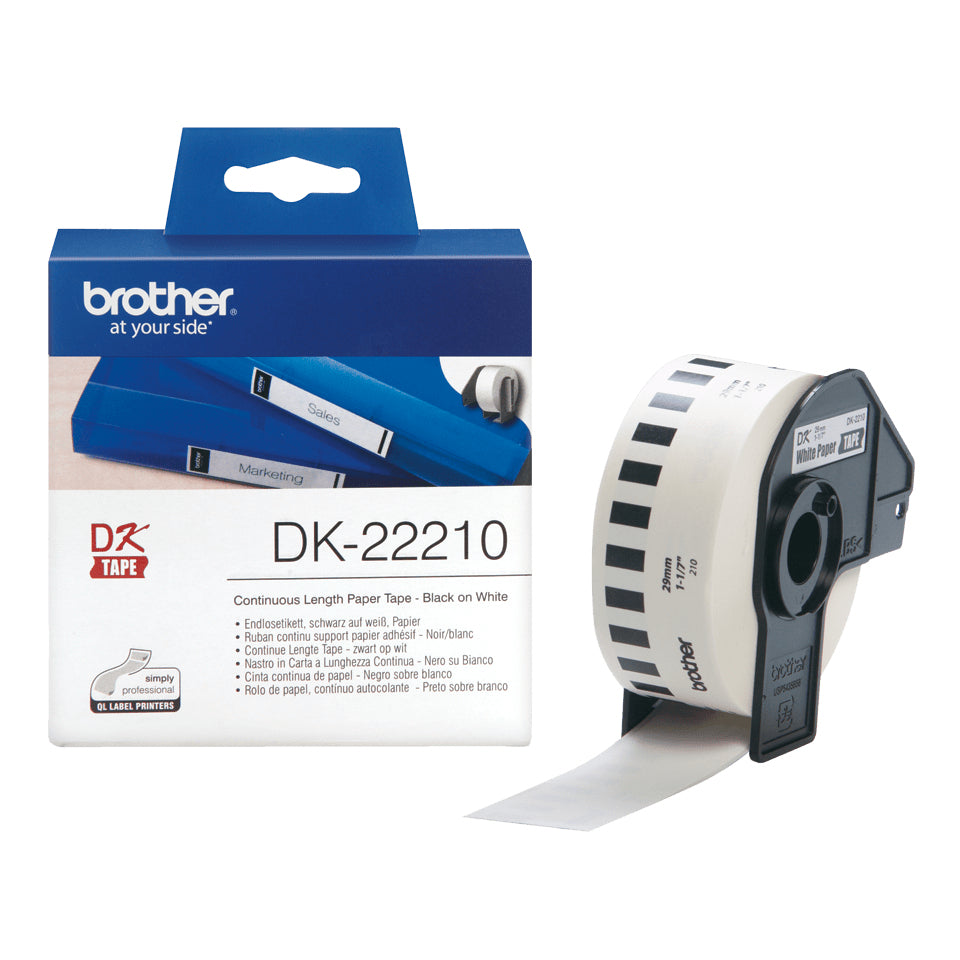 BROTHER Ruban continu Papier, Noir/Blanc, Largeur 29 mm