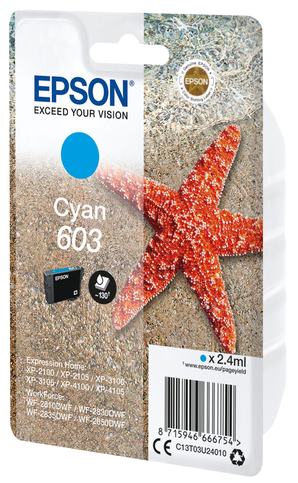 EPSON 4LB Singlepack Cyan 603 Ink