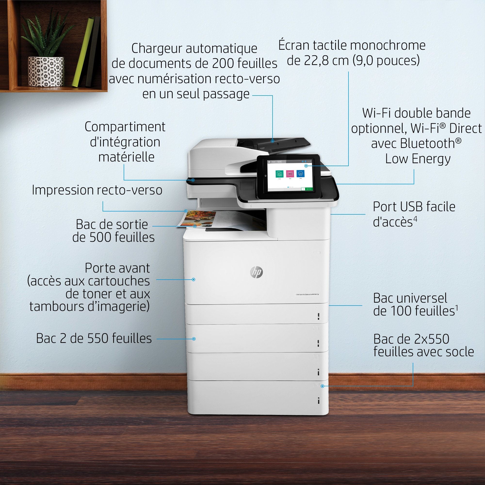 HP Color LaserJet Enterprise MFP M776dn MFP colour laser 297x864mm A3 46ppmcopy 46ppmprint 650 sheets USB 2.0 LAN Wi-Fi