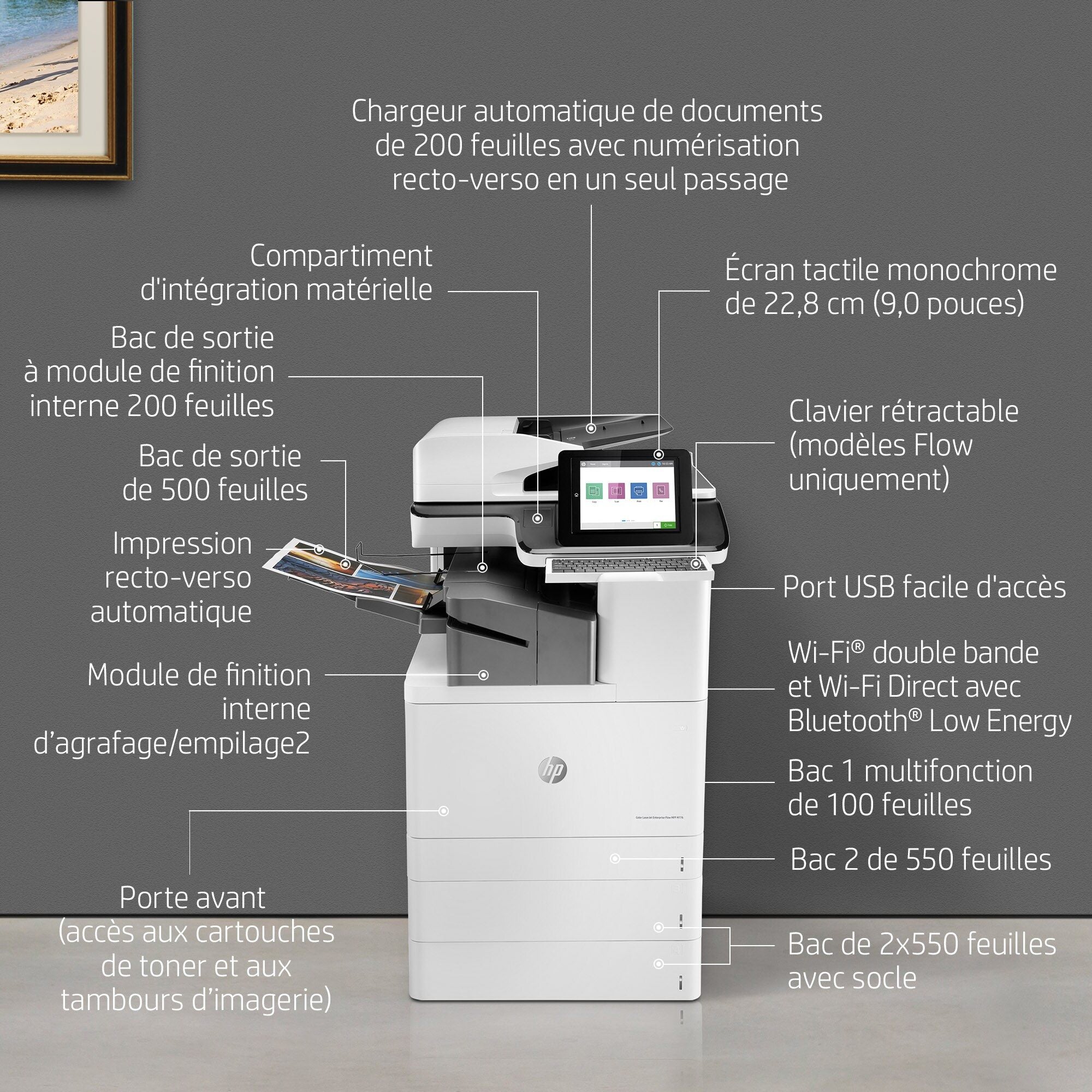 HP LaserJet Enterprise Flow MFP M776zs MFP colour laser 297x864mm 46ppmcopy 46ppmprint 1750 sheets USB 2.0 LAN Wi-Fi USB 2.0