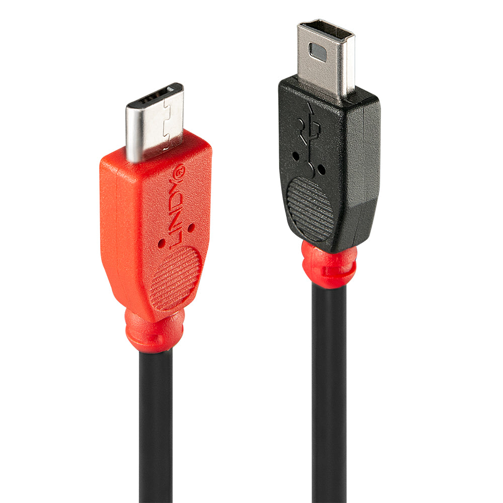 LINDY USB 2.0 Cable Type Micro-B/Mini-B OTG 0.5m Micro-B plug to Mini-B plug