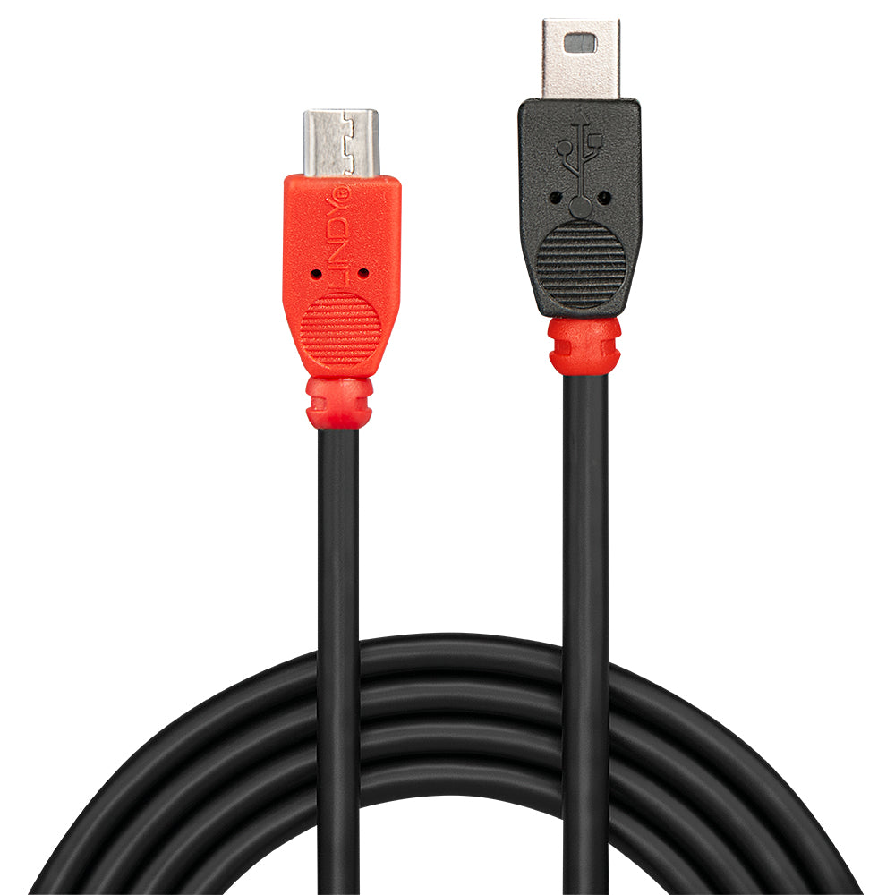 LINDY USB 2.0 Cable Type Micro-B/Mini-B OTG 0.5m Micro-B plug to Mini-B plug