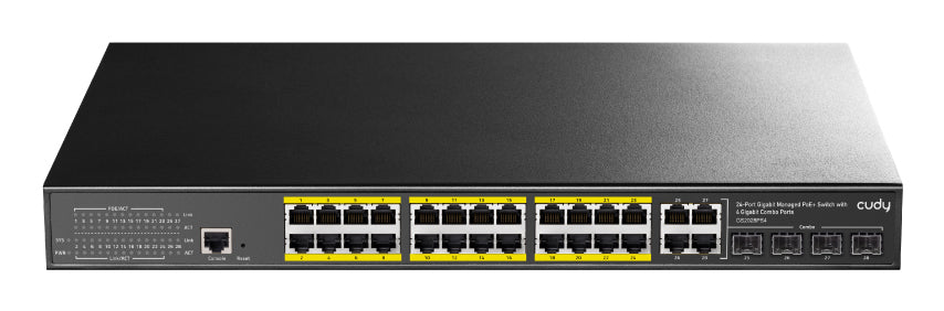 Cudy GS2028PS4 Commutateur Ethernet Gigabit géré avec PoE 24 ports 1U a monter en rack