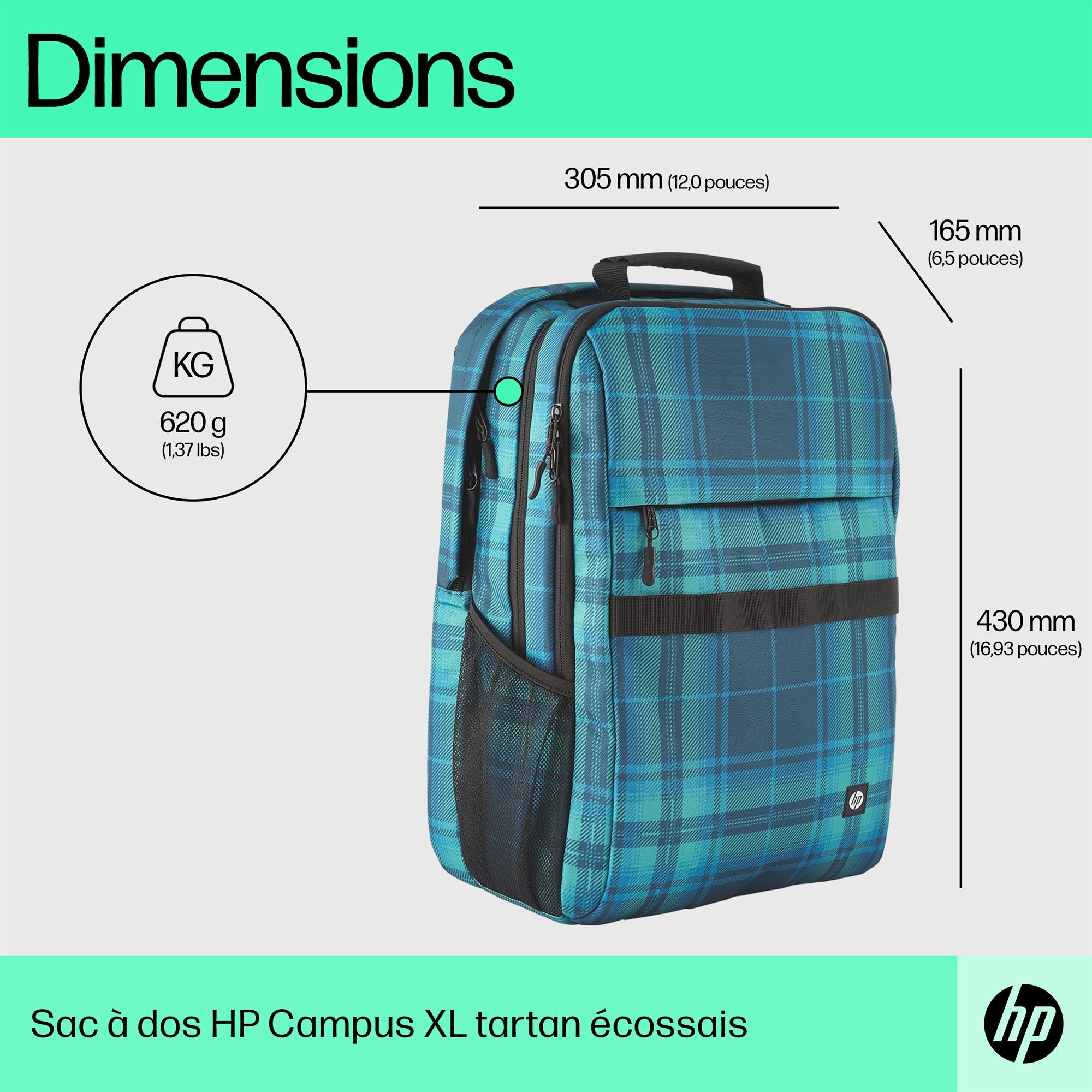 HP Campus XL Tartan plaid Backpack