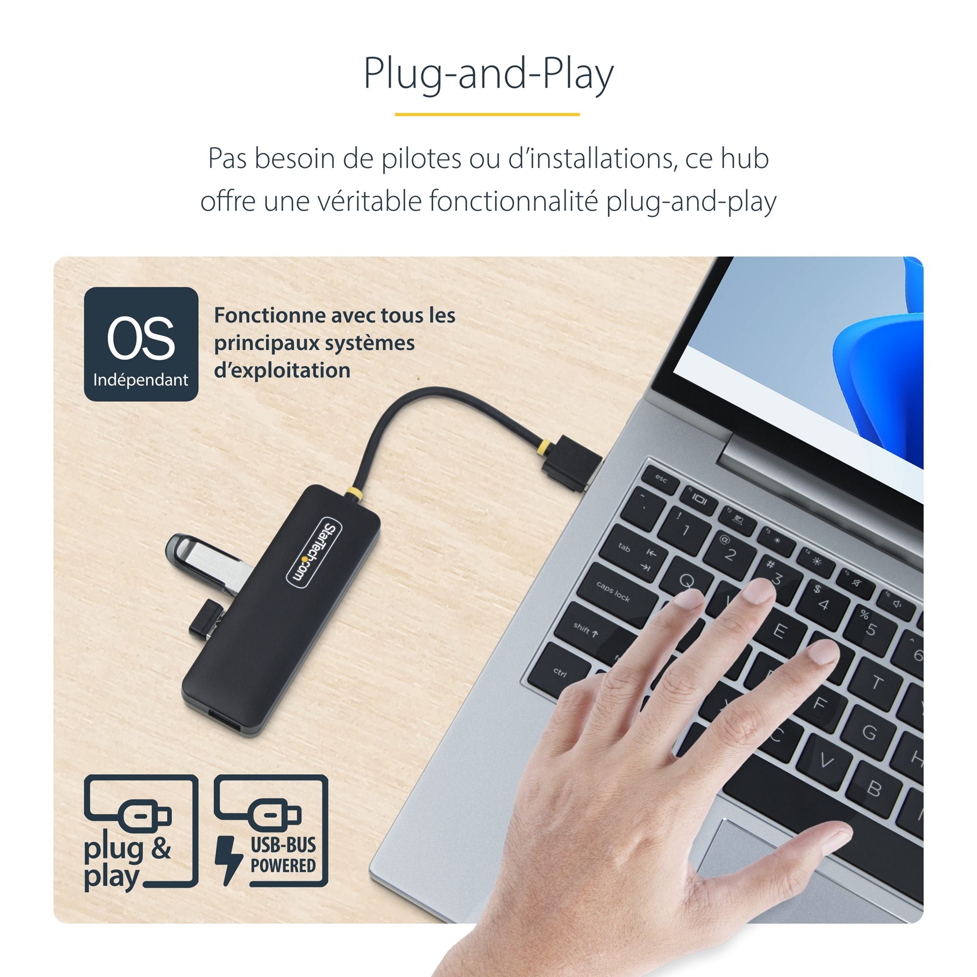 4-Port USB-A Hub Bus Powered 5Gbps
